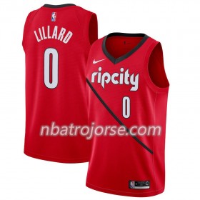 Män Portland Trail Blazers Tröja Damian Lillard 0 2018-19 Nike Röd Swingman